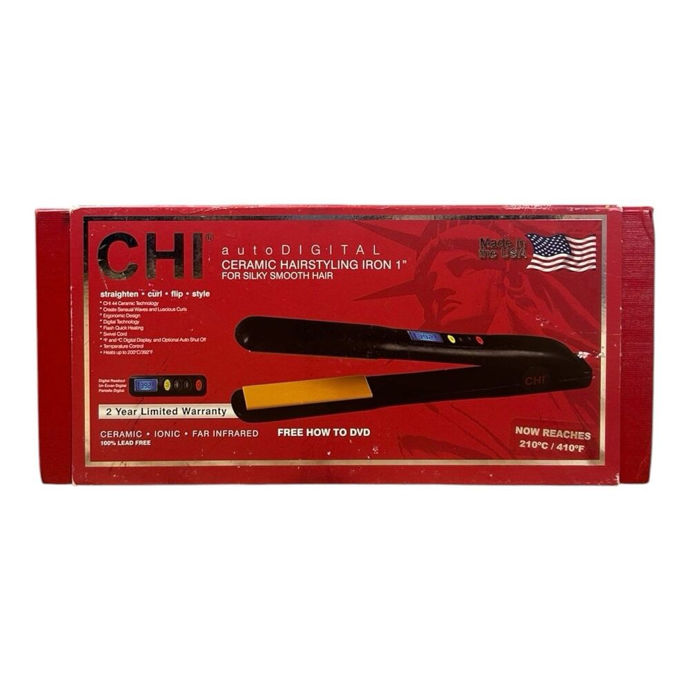 CHI AutoDIGITAL Ceramic Flat Iron 1 Inch Only 8 Hours Use GF1004USA EUC